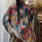 Women Artsy Print Knitted Turtleneck Loose Sweater