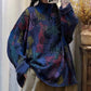 Women Artsy Print Knitted Turtleneck Loose Sweater