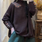 Women Vintage Spliced Knitted Turtleneck Sweater