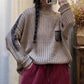 Women Winter Spliced Knitted Turtleneck Sweater
