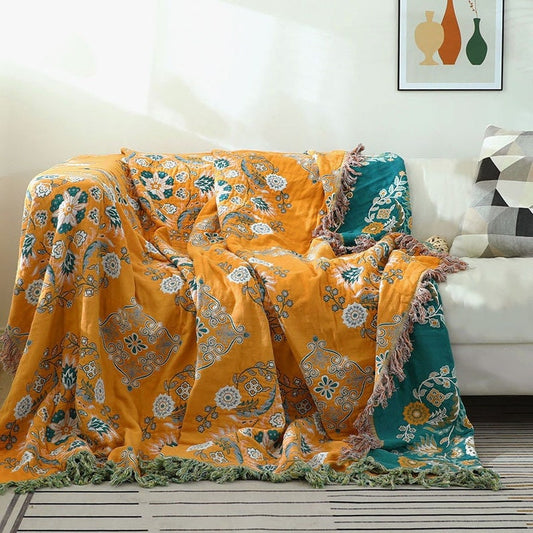 Couverture Queen en coton à quatre couches, couvre-lit 100% coton, couverture de canapé 
