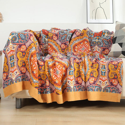 Couverture de lit en coton à 5 couches, couvre-lit Queen, en mousseline, style Boho, Double face 