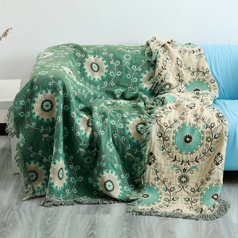 Couverture Queen en coton à quatre couches, couvre-lit 100% coton, couverture de canapé 