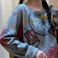 Women Casual Print Knitted Winter O-Necck Sweater